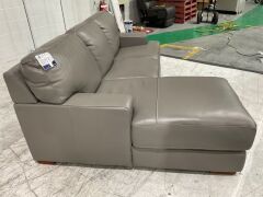 Melbourne Petite 2 Seater Leather Lounge with Chaise - 10