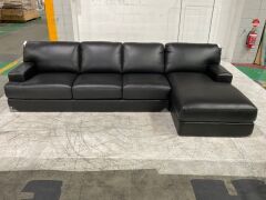 Melbourne 3 Seater Leather Corner Lounge - 6