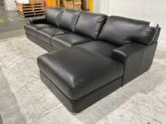 Melbourne 3 Seater Leather Corner Lounge - 2