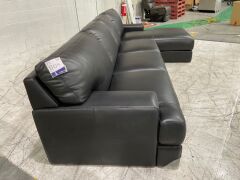 Melbourne 3 Seater Leather Corner Lounge - 12