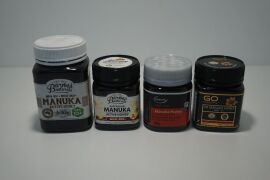 4 x Various Brands Manuka Honey, Comvita, Go Healthy & Barnes Naturals, 250g x3, 500g x1, - 2