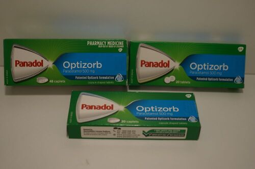 Variety of Panadol with Optizorb Paracetamol Pain Relief Caplets and Tablets Approx 20 boxes