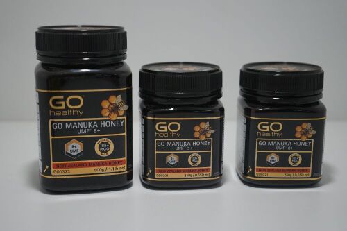 3 x Variety of Go Healthy Manuka Honey UMF 5+, 8+ 250gm & 8+ 500gm