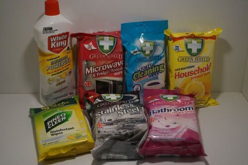 Various Anti-Bacterial Household Wipes, Floor cleaner and Multi purpose spray inc Pine O Clean and White King