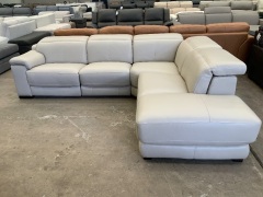Austin 5 Seater Leather Modular Lounge with Chaise - 2