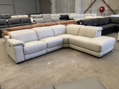 Austin 5 Seater Leather Modular Lounge with Chaise - 3