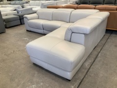Austin 5 Seater Leather Modular Lounge with Chaise - 4