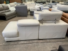Austin 5 Seater Leather Modular Lounge with Chaise - 5