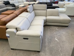 Austin 5 Seater Leather Modular Lounge with Chaise - 6