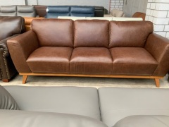 Heston 3 Seater Leather Sofa - 2