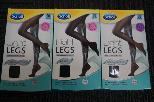 Scholl Light Legs Compression Tights 20 Denier Black Large, 60 Denier Black Large x 1, 20 Denier Black X-Large x 2