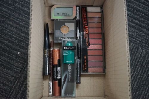 Various Eyeshadows, Mascara, Lip and Eye pencils including Rimmel and Revlon 9 items