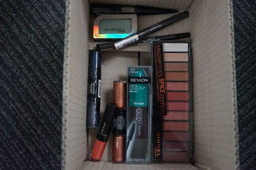 Various Eyeshadows, Mascara, Lip and Eye pencils including Rimmel and Revlon 9 items