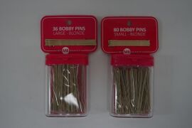 Small & Large Blonde Bobby Pins, 36 & 80 Pack, Approx. 11 Packs - 2