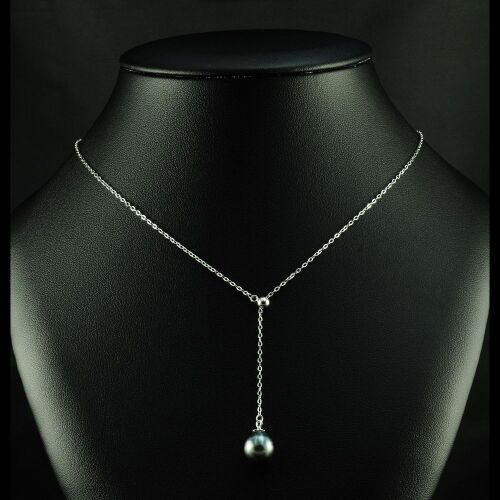 Tahitian pearl set silver necklace