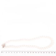 Lovely Single Strand Of Japanese Semi Baroque Akoya Pearls On White Silk. - 3