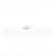 Lovely Single Strand Bracelet Of Japanese Near Round Akoya Pearls On White Silk. - 3
