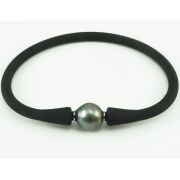 Tahitian pearl set neoprene rubber elastic bracelet - 4
