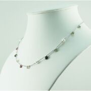 Freshwater pearl & sapphire set silver necklace - 2
