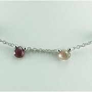 Freshwater pearl & sapphire set silver necklace - 3