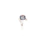 Black Pearl And Cubic Zirconia Sterling Silver Ring - 4