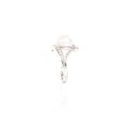 White Pearl And Cubic Zirconia Sterling Silver Ring - 4