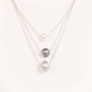 Three Colour Freshwater Pearl Necklace On Sterling Silver - 2