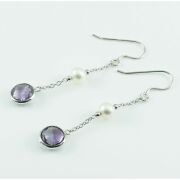 Freshwater pearl & amethyst set earrings - 4