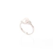 White Pearl And Black Cubic Zirconia Sterling Silver Ring - 3