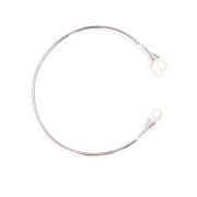 Natural Freshwater White Pearl And Sterling Silver Adjustable Bangle - 2