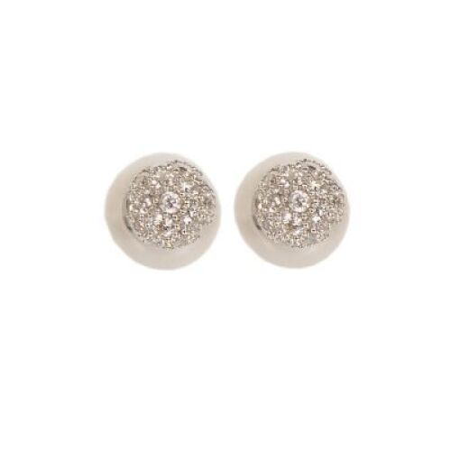 Freshwater Pearl And CZ Set Sterling Silver Earrings