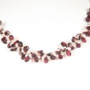 Natural Double Strand Freshwater Pearl And garnet Necklace - 2