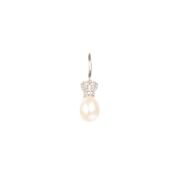 Natural Freshwater Cultured Pearl & CZ Set Silver Earrings