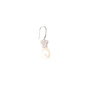 Natural Freshwater Cultured Pearl & CZ Set Silver Earrings - 2