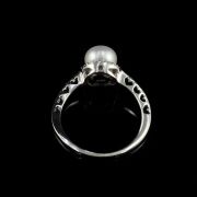 Sterling silver ring set with freshwater pearl & cubic zirconia - 3