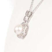 Natural Freshwater Pearl & CZ Set Silver Necklace And Pendant - 3
