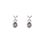 Black Freshwater Pearl Earrings in Sterling Silver
