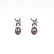 Black Freshwater Pearl Earrings in Sterling Silver - 3