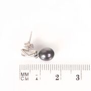 Black Freshwater Pearl Earrings in Sterling Silver - 4