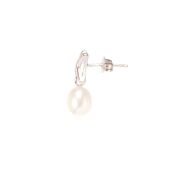 White freshwater pearl earrings in sterling silver - 2