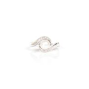 White Pearl And Cubic Zirconia Sterling Silver Ring