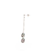 Natural Black Freshwater Pearl And CZ Set Earrings - 3