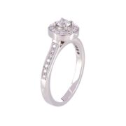 One ladies platinum Halo style round brilliant cut diamond ring TDW=0.60ct - 3