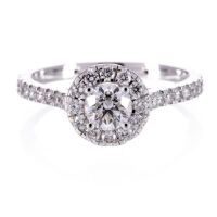 Diamond Engagement Halo Style Ring 18ct White Gold Round Brilliant 0.95ct TDW