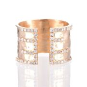 One ladies wide band textured style dress ring 14yg with 57 round diamonds TDW=0.45ct