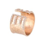 One ladies wide band textured style dress ring 14yg with 57 round diamonds TDW=0.45ct - 2