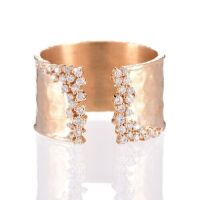 One ladies wide band textured style dress ring 14yg with 45 round diamonds TDW=0.32ct