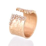 One ladies wide band textured style dress ring 14yg with 45 round diamonds TDW=0.32ct - 2