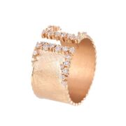 One ladies wide band textured style dress ring 14yg with 30 round diamonds TDW=0.36ct - 2