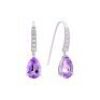 One pair of ladies 9ct White Gold earring with light purple Amethyst & 12 round diamonds TDW=0.26ct